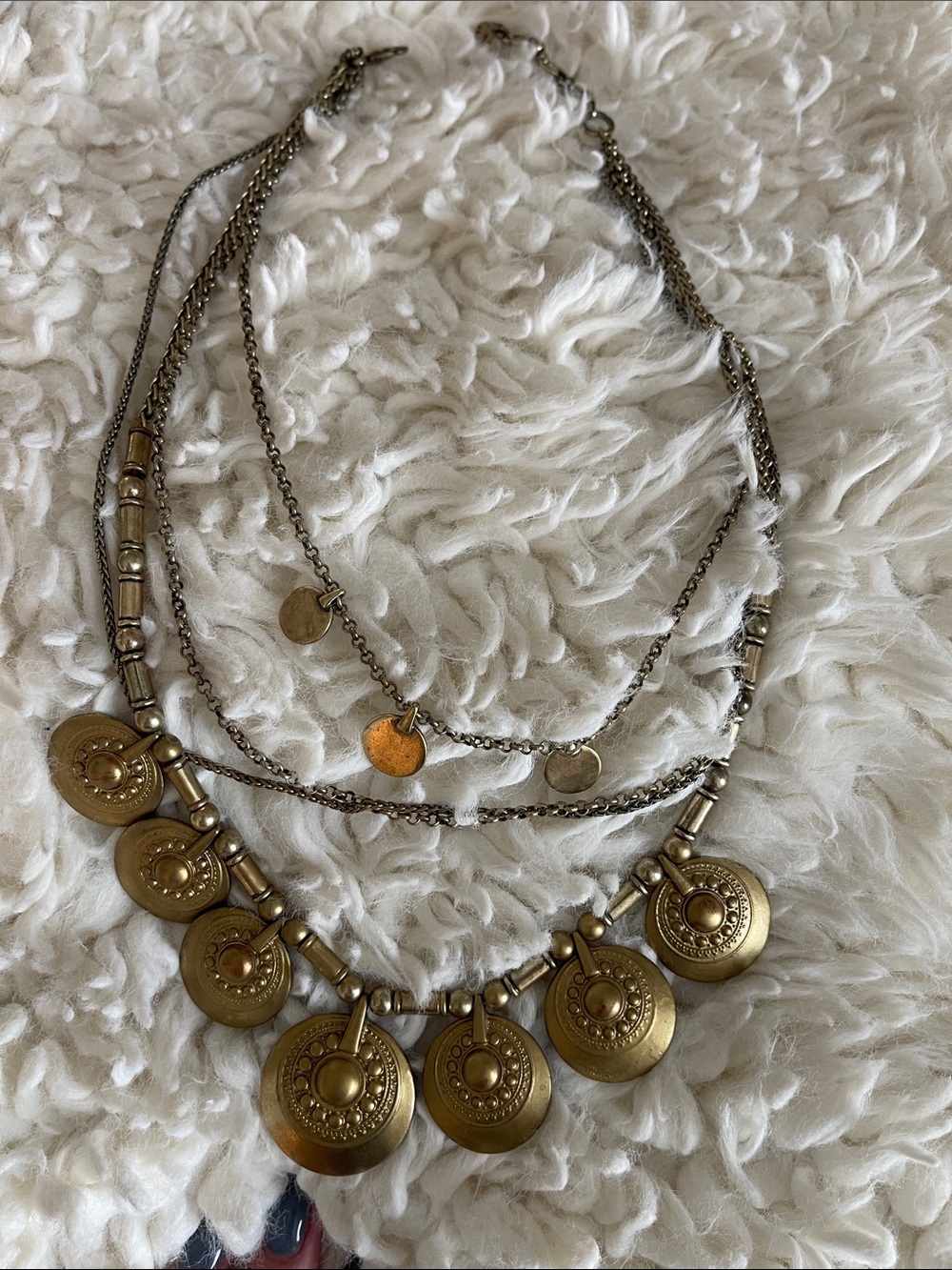 Lucky Brand Multi-Layer Gold Disc Necklace/ gold color( not real gold)
